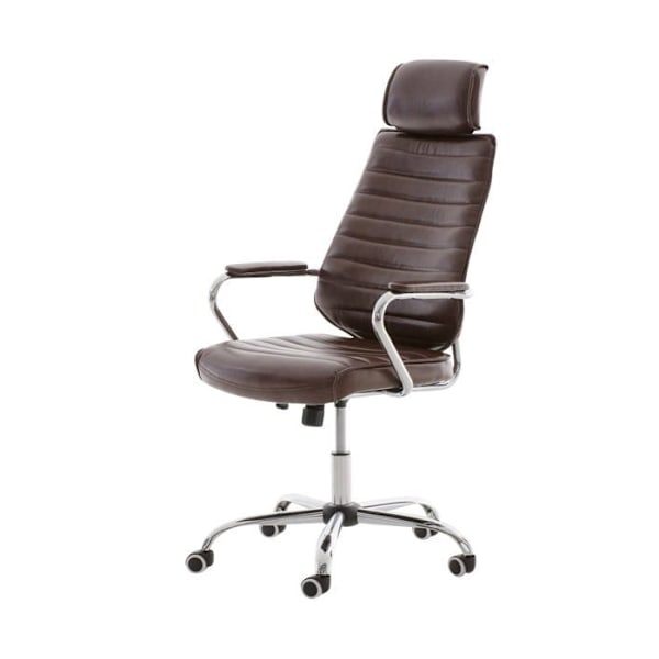 Kontormøbel justerbar højde drejelig med vippe mekanisme PVC bordeaux og krom metal 10_0002631 Bordeaux