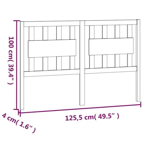 Hovedgærde - Fyrretræ - 125,5x4x100 cm - Grå - Klassisk stil - Tidøstligt Grå