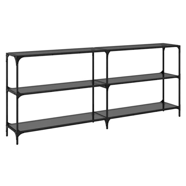 Konsolbord til entre møbel til stuen med hylder 194,5 x 30 x 81 cm stål og sort glas DEC031339 Svart
