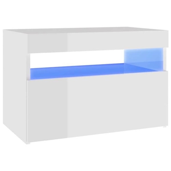 Nattelys med LED-lys og opbevaringsrum 60 x 35 x 40 cm i hvidt ingeniørtræ DEC033173 Vit