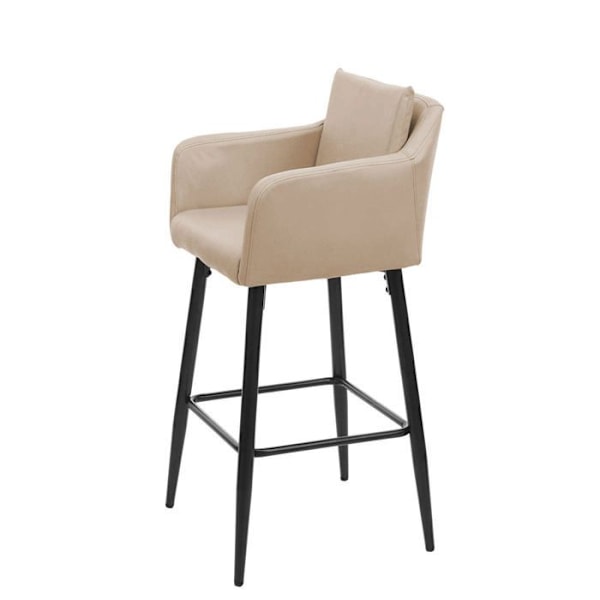 Barstol høj stol med metalfodstøtte, syntetisk taupe sæde, moderne design 04_0005293 Metall