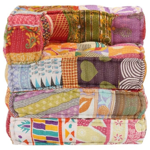 Coussin til gulv pouf moduleret chaiselong i patchwork stof 70x70x69 cm DEC021293
