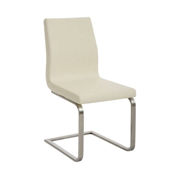 Stol til spisestue x1 moderne design i creme PVC med støtte i rustfrit stål 10_0001990 Grädde