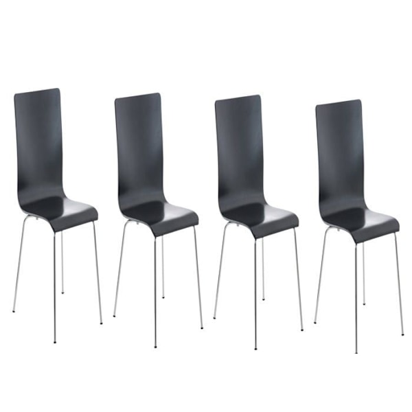 Køkkenstole - Décoshop26 - CDS10167 - Sæt af 4 - Sort træ og metal - Moderne design kastanj