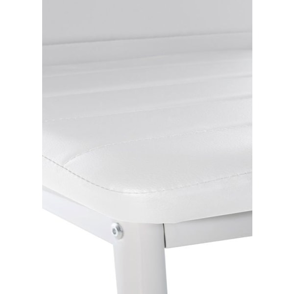 Matsalsstol x1 enkel design i vit PVC med dekorativ sömnad, vit metallram 10_0002053 Vit