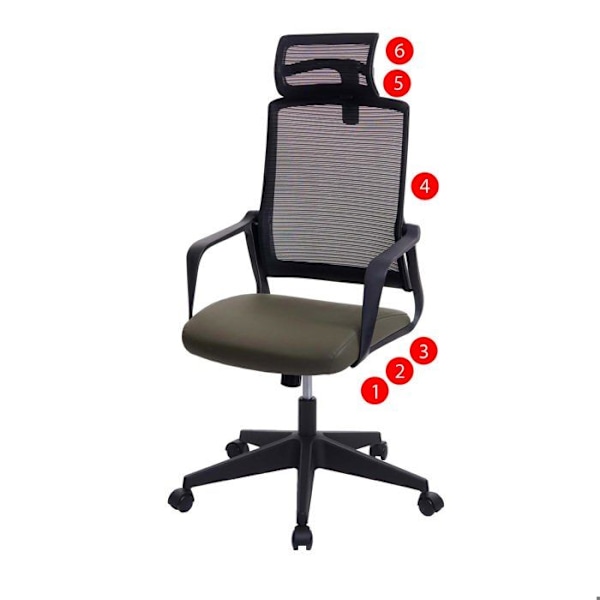 Ergonomisk kontorsstol med svängbar funktion, armstöd och ryggstöd i olivgrön mesh 04_0001883 Grön