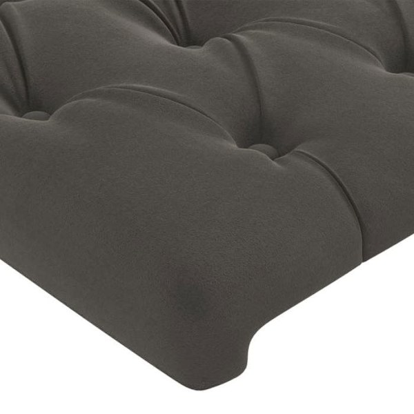 Hovedgærde til soveværelse, polstret sengemøbel med sidekant 93 x 23 x 78/88 cm i mørkegrå fløjl