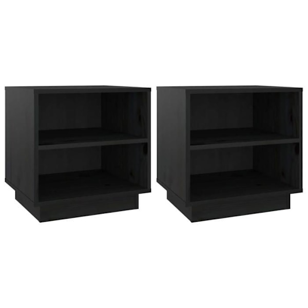 Set om 2 sängbord med hyllor 40 x 34 x 40 cm svart furu DEC035523 kastanj