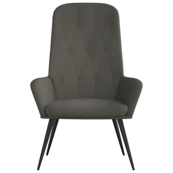 Lounge stol, moderne design, mørkegrå, gråt velour, DEC026700 Grå