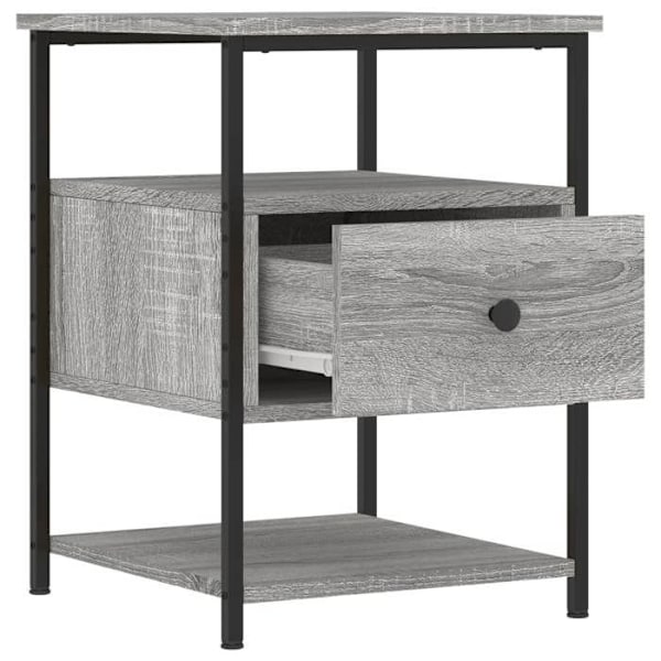 Sæt med 2 natborde med skuffe og hylde 40 x 42 x 56cm grå ingeniørtræ og jern DEC035732 kastanj