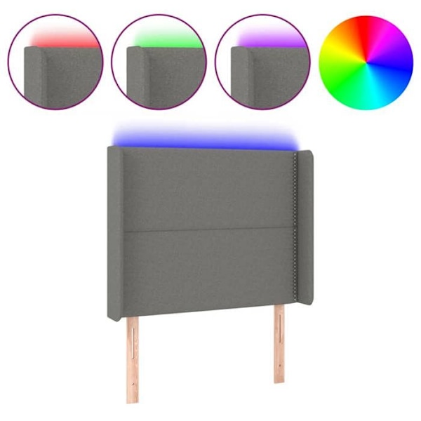 Hovedgavl til seng med LED møbel 93 x 16 x 118/128 cm mørkegrå stof TDL0200986 Grå