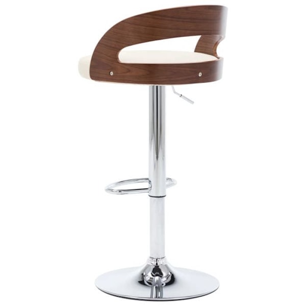 2 kpl retro-design baarijakkaroita kermavärisestä PVC:stä ja kaarevasta puusta DEC029658 kastanj