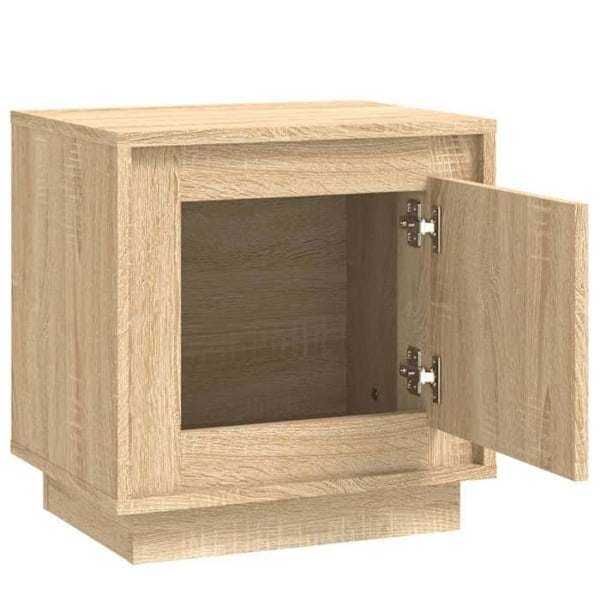 Nattested med skuffe og dør 44 x 35 x 45 cm ingenierisk træ farve eg DEC033878 kastanj