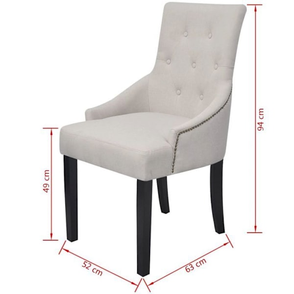 Sæt med 6 design spisestuestole til køkken, læst af ueu, charmende i grå creme stof