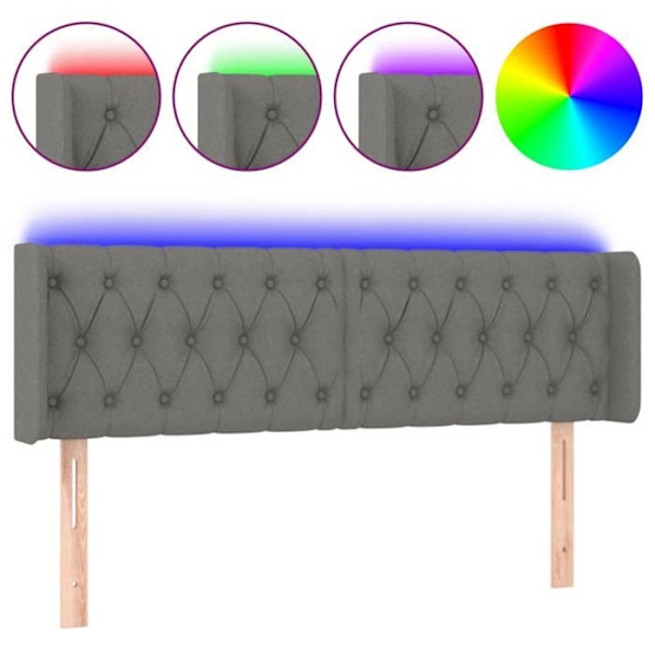 Hovedgærde - Ikke specificeret - 147x16x78/88 cm - Mørkegrå stof - Farvet LED - Moderne design Mörkgrå