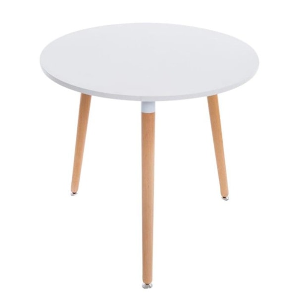 Apupöytä - Décoshop26 - TAB10010 - Pyöreä - Vaalea puu - Ø80 cm - Mattavalkoinen Matt vit