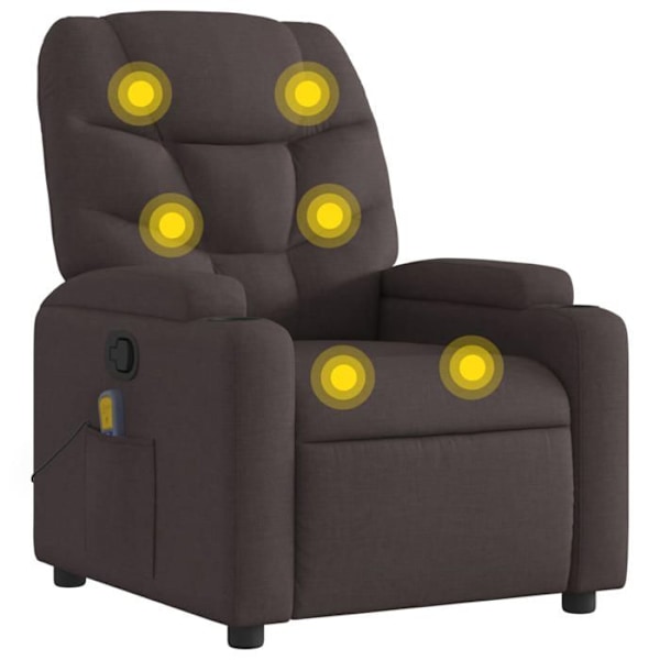 TV-recliner med massagefunktion, 6 massagepunkter, stof i mørkebrunt DEC026991 kastanj
