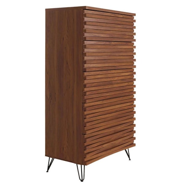 Kommode højt design 3d 5 skuffer i massivt mangotræ og metal 145x80x44 cm valnøddesign 04_0006527 kastanj