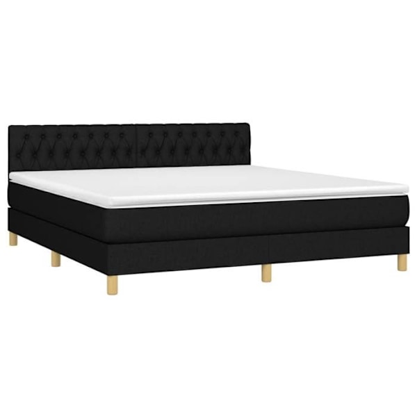 LED-sengehoved med bund, madrasse 180x200 cm, sort stof TDL0209162 Svart