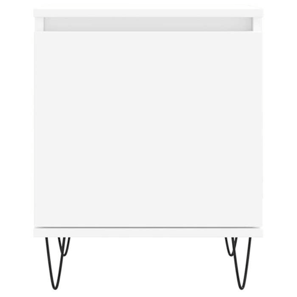 Sæt af 2 natborde med skab med dør 40 x 30 x 50 cm hvid ingeniørtræ og jern DEC034894 Vit