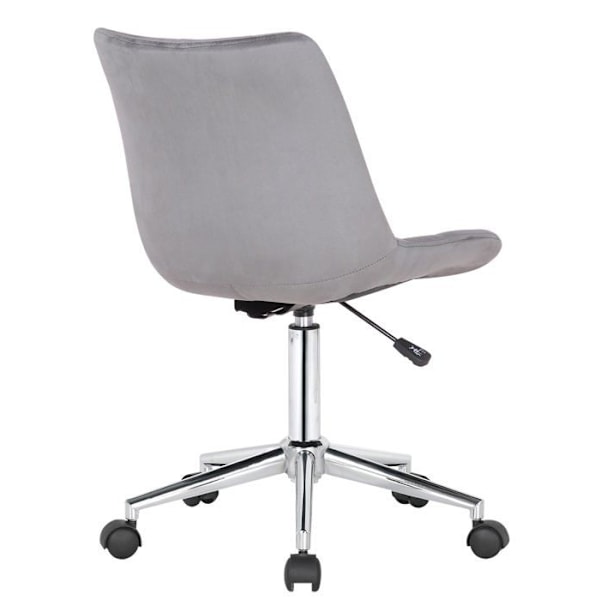 Grå velours kontorstol på hjul, moderne design, justerbar højde BUR10595 Grå