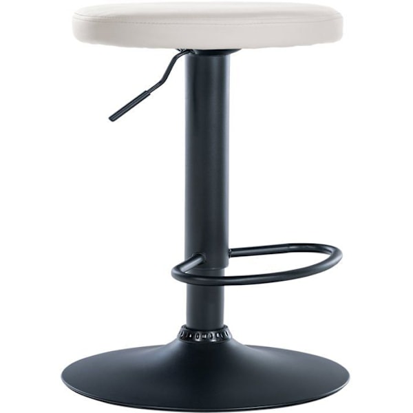 Barstol x1 enkel design, højdejusterbar, PVC-belægning i hvid, ben i sort metal 10_0005344 Vit