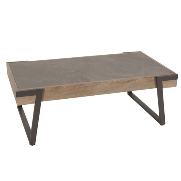 Bordstable salongbord 43x120x64 cm grå marmor-utseende sten fritté grå brunt trä 04_0008448 kastanj