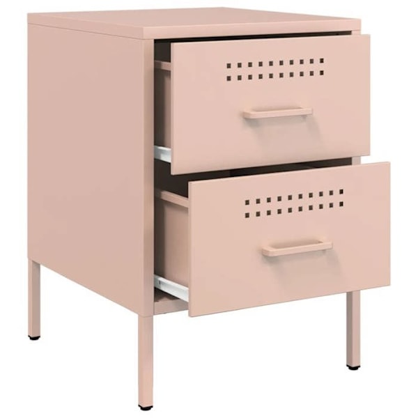 Set med 2 sängbord med två lådor 36 x 39 x 50,5 cm rosa stål DEC035632 Rosa