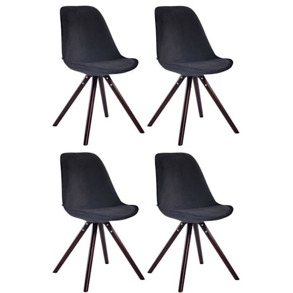 Ruokasalin tuolit - Décoshop26 - CDS10323 - Musta sametti - Ruskeat puujalat - 4 paikkaa kastanj