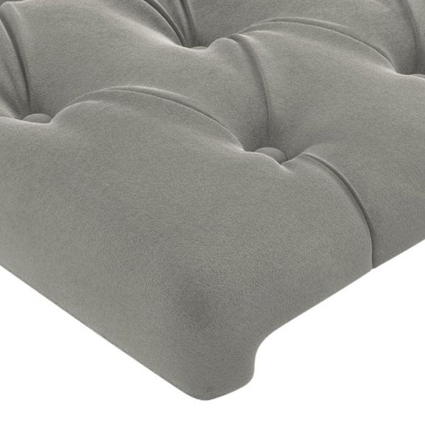 Hovedgærde til seng til soveværelse møbel med knaplukning 2 dele 100 x 7 x 78/88 lys grå velour