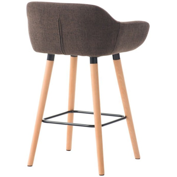 Set av 2 lounge barstolar i skandinavisk design med sits i brunt tyg, ben i trä och fotstöd i metall 10_0004171 kastanj