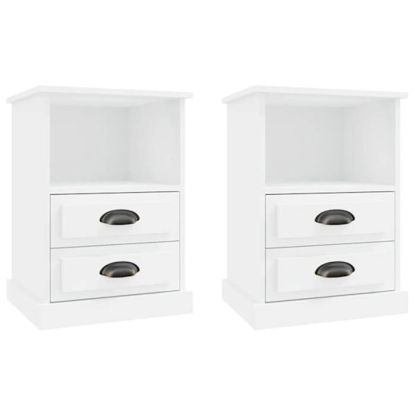 Set med 2 sängbord med lådor och öppet fack 43 x 36 x 60 cm vit ingenjörsträ DEC034968 Vit