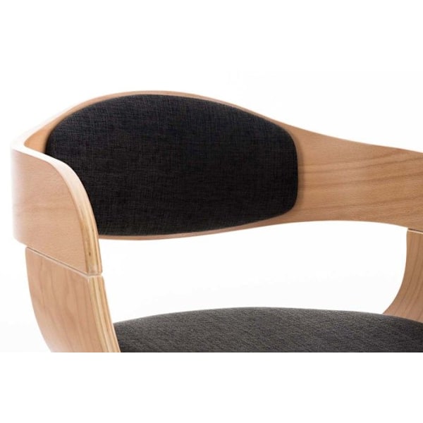 Kontorstol uden hjul besøgende i stof og træ design retro og komfort minimal naturlig og mørkegrå