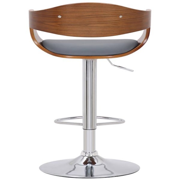 Barstol x1 retrodesign i valnöt, PVC grå och metall krom 10_0000811 kastanj