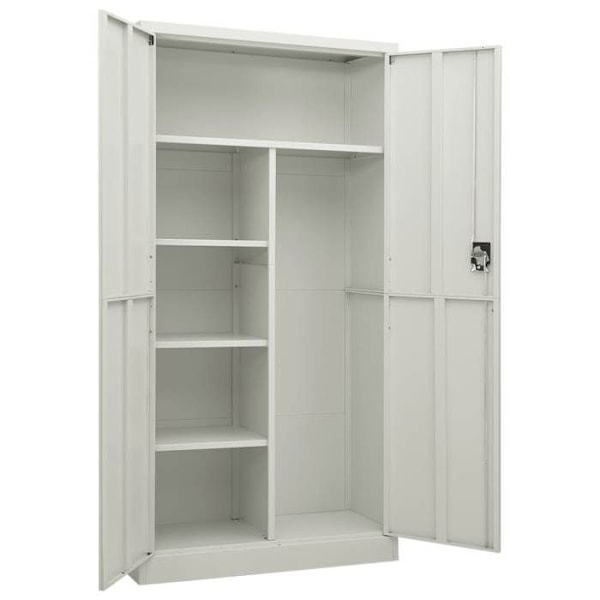 Toimisto, säilytyskaappi, jossa on 2 ovea ja 4 hyllyä, 90 x 40 x 180 cm harmaasta teräksestä DEC024488 Grå