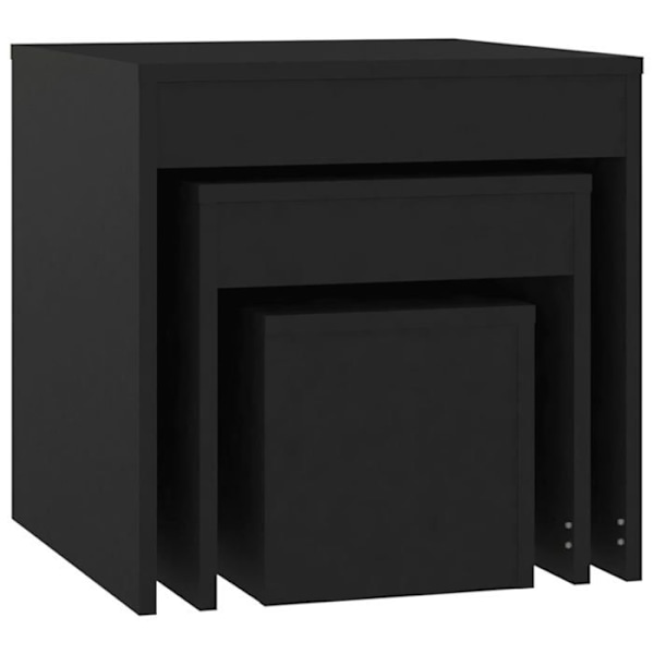 Set med 3 stapelbara sidobord, soffändsbord, växtstöd i svart spånskiva DEC032730 Svart