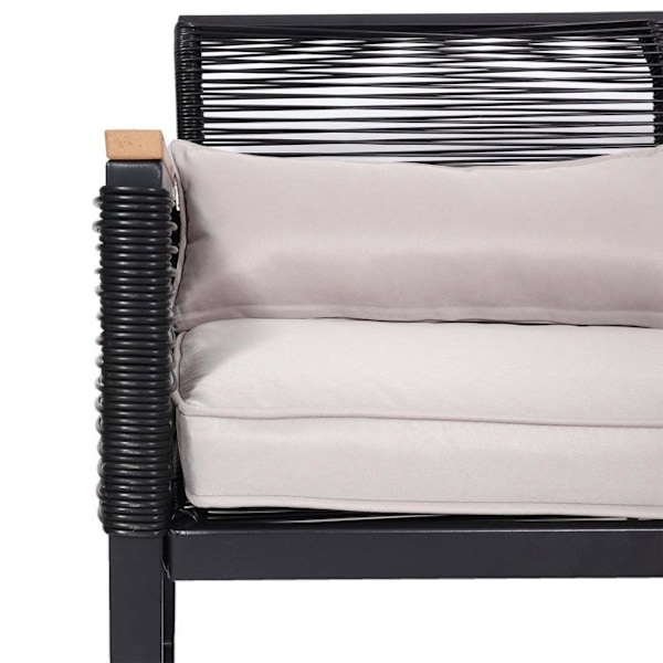 Havemøbler sofa, stole og bord inklusive puder, lys grå stålbeklædning 04_0008309 Grå