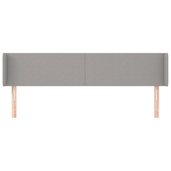 Sänggavel tillbehör säng sovrum möbel med sidoflik 203 x 16 x 78/88 ljusgrått tyg
