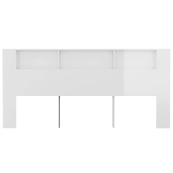 Huvudgavel med förvaring sängaccessoar sängbord hylla 220 x 18,5 x 104,5 MDF vit glansig