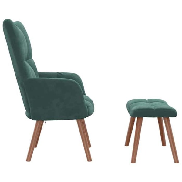 Moderne design lounge stol med fodskammel i mørkegrønt velour DEC026555 Grön