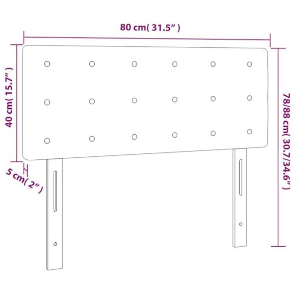 Hovedgærde til sengs sengelayout soveværelse møbel med LED 80 x 5 x 78/88 cm mørkegrå stof TDL0201037 Grå