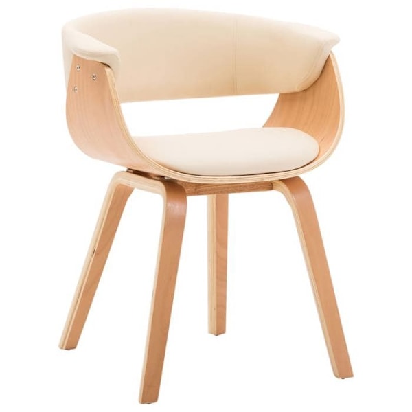 Matsalsstolar - Tidlös design - Set om 2 - Böjd trä - Kräm syntetisk - 2 platser Grädde