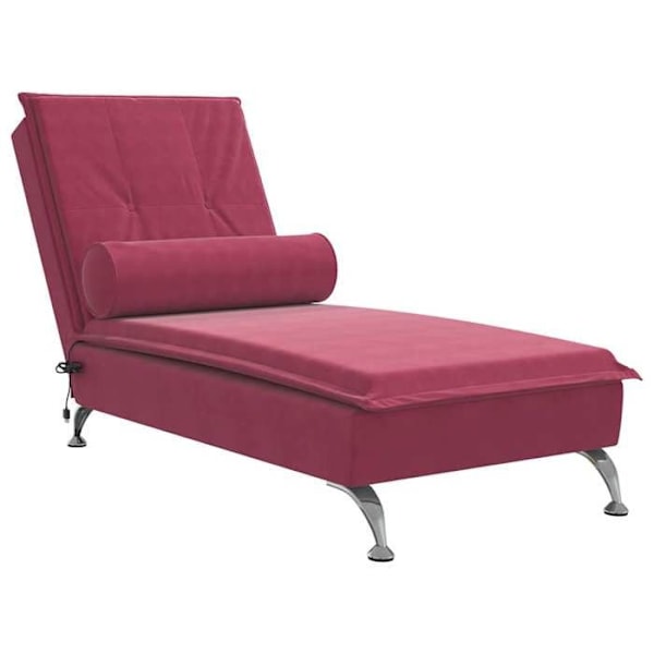 Meridienne chaise longue för inomhusmassage med röd vinröd sammetstrumpa DEC026160 Bordeaux
