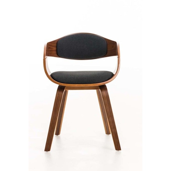 Kontorstol uden hjul visitor i stof og træ med retro design og maksimal komfort sort valnød