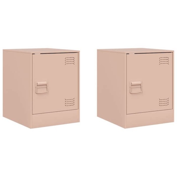 2 kappaleen yöpöydät, joissa on ovi, mitat 34,5 x 39 x 44 cm, vaaleanpunainen teräs, DEC035621 Guld