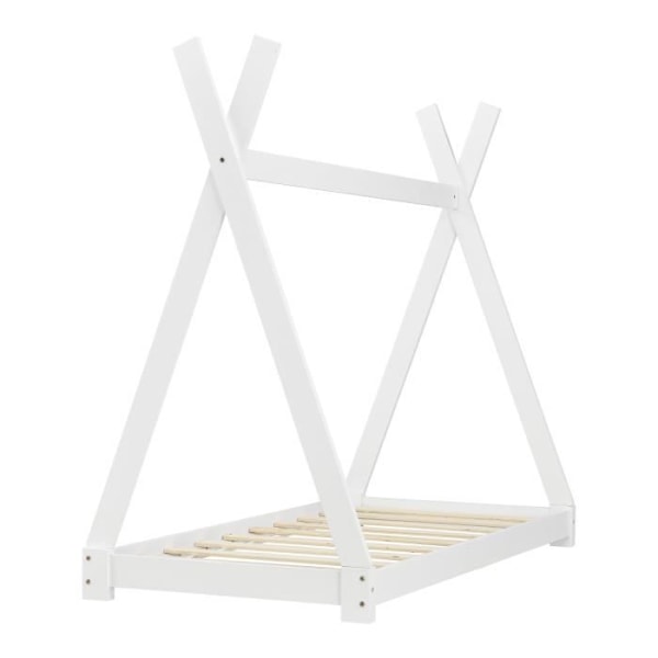 Barnsäng - Tipi - Vitfuru - 80x160 cm - 1 plats - Lätt montering Vit