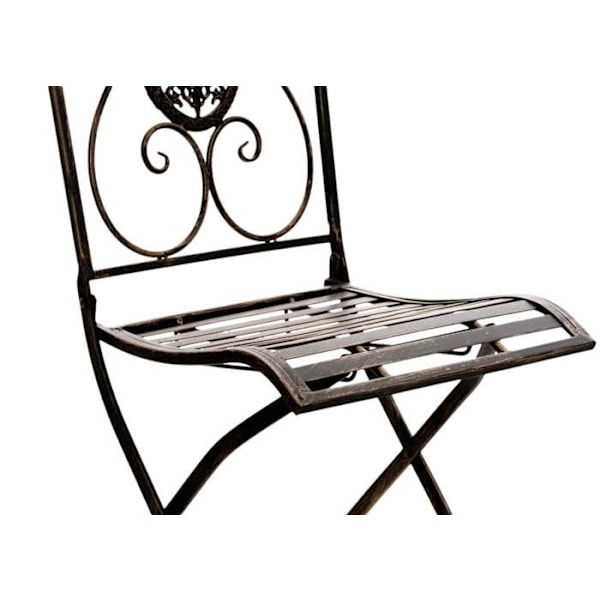 Sæt af 2 havebalkon terrasse stole i rustik design, foldbare i bronze metal 10_0002877 Brons