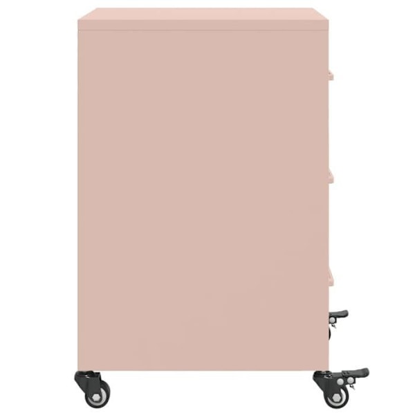 Sengebord på hjul med 3 skuffer 36 x 39 x 59 cm stål pink DEC034562 Rosa