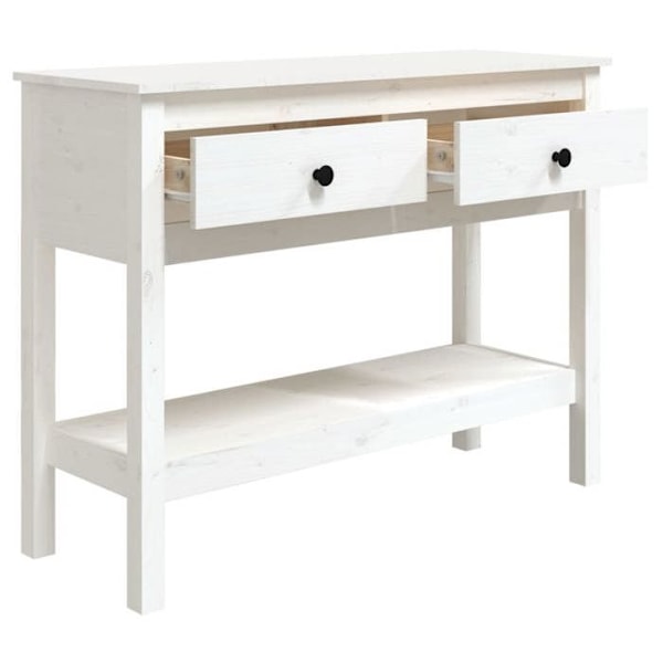 Praktiskt konsolbord med förvaringslådor 100 x 35 x 75 cm i vitt furu DEC031676 Vit