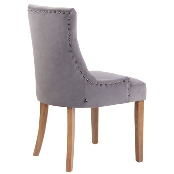 Matsalsstol x1 antik design klädd i grå sammet med 4 ben i ljust trä 10_0001941 kastanj